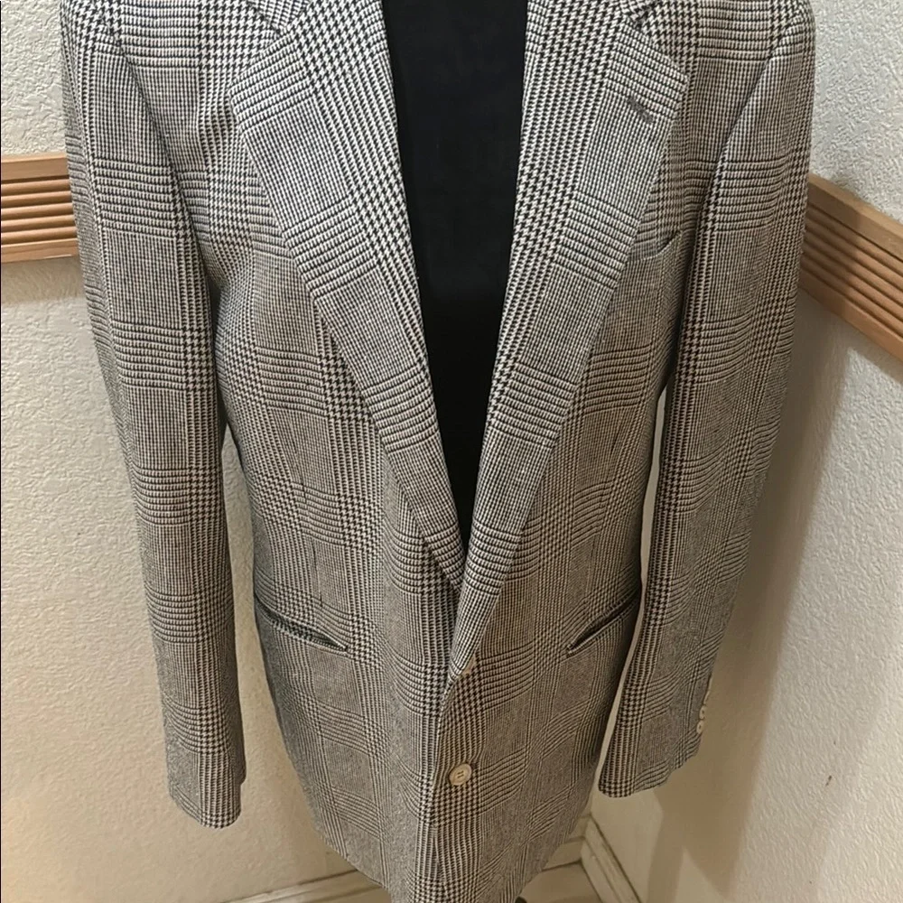 Men’s Club Room 100 % Silk Gingham Classic Blazer Size 44L Jacket! - Picture 3 of 15
